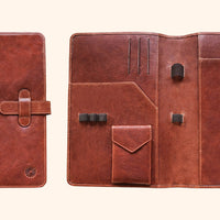 本革ノートカバー A5 コンパクト - コニャックブラウン Pen Pouch - Wancher ワンチャー
