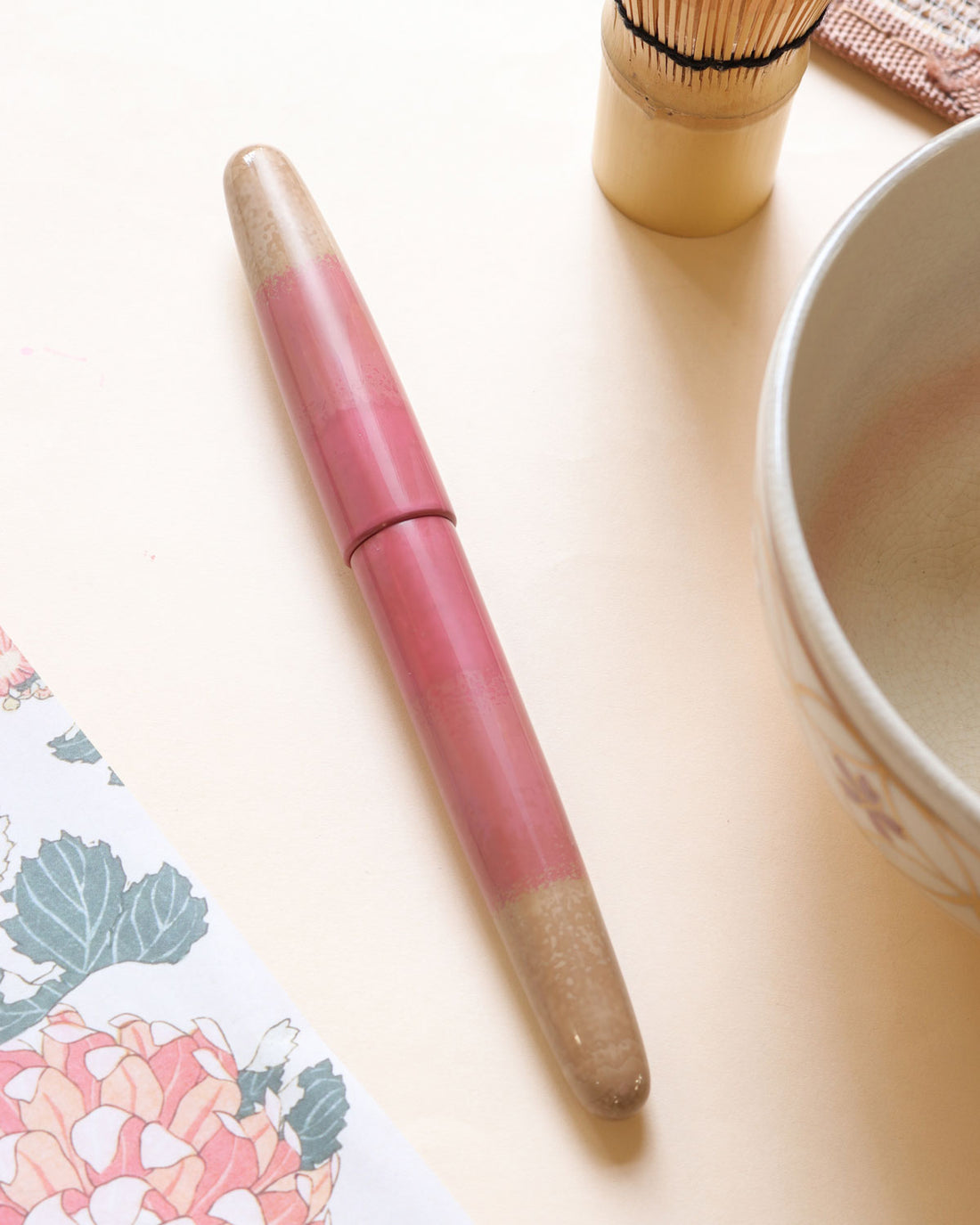 廣田漆　茶碗色・桃 Fountain Pen - Wancher ワンチャー