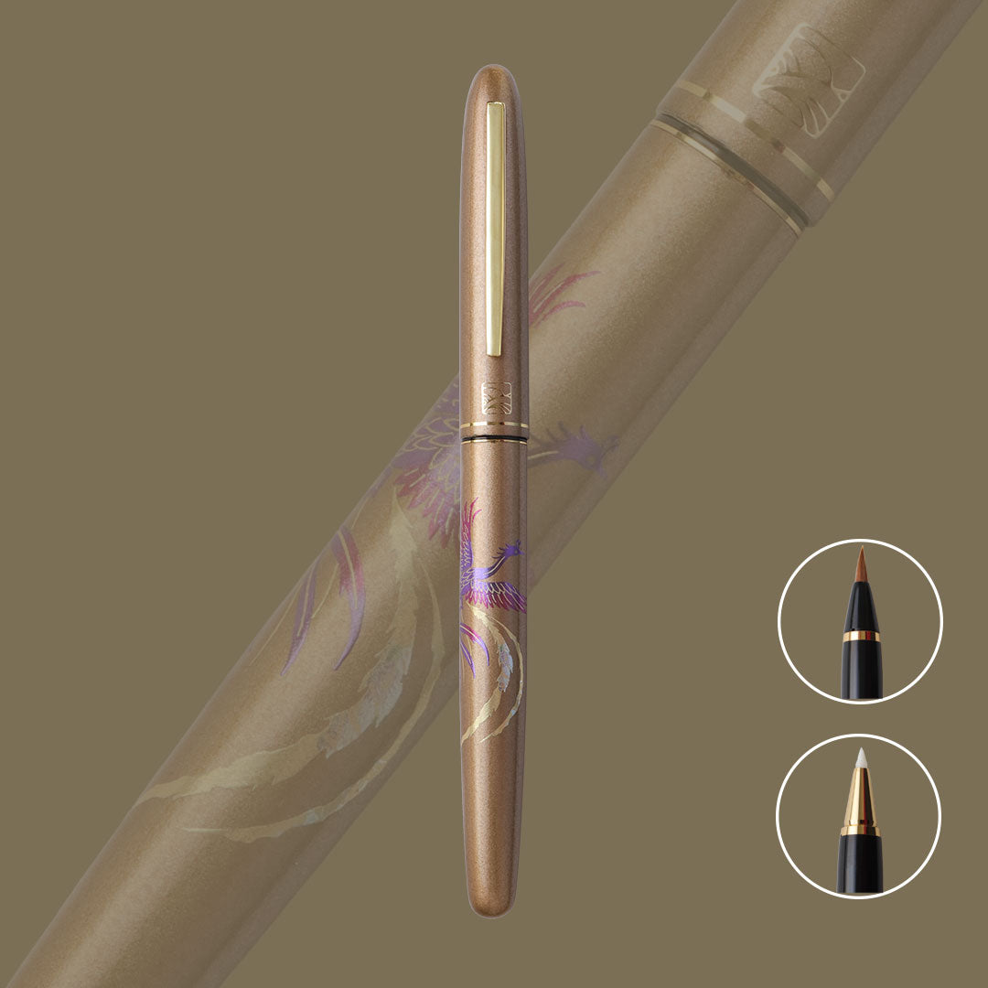 WARRANTED 14KT k14 蒔絵 万年筆 虎 竹柄 漆塗り ペン先大 Wancher x 呉竹近代蒔絵万年筆 - 瑞鳥鳳凰 (ペン先セット)– Wancherpen