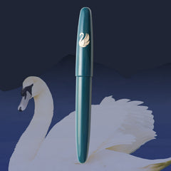 象嵌 白鳥・漆・碧 Fountain Pen - Wancher ワンチャー