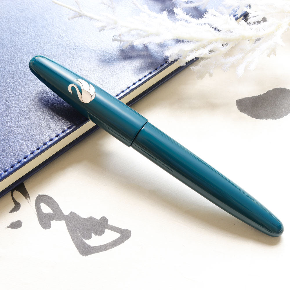 象嵌 白鳥・漆・碧 Fountain Pen - Wancher ワンチャー