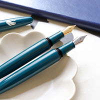象嵌 白鳥・漆・碧 Fountain Pen - Wancher ワンチャー