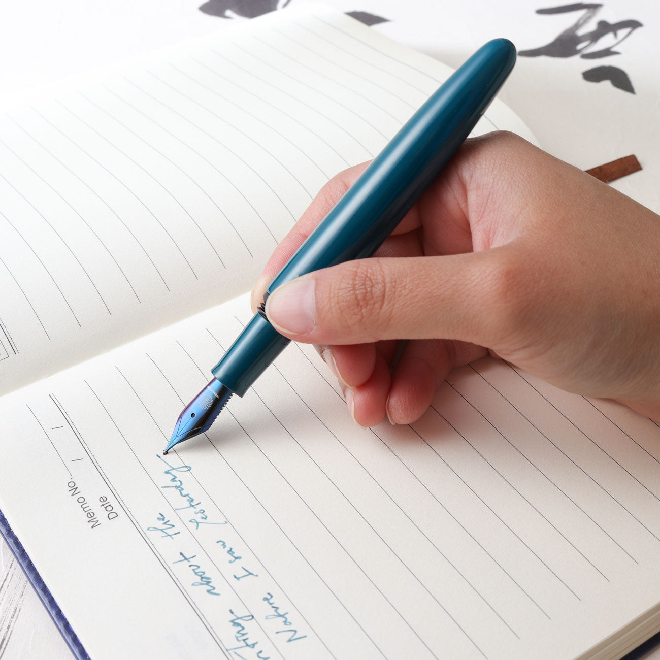 象嵌 白鳥・漆・碧 Fountain Pen - Wancher ワンチャー