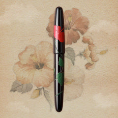ドリームペン　堆錦・ハイビスカス・漆・黒 Fountain Pen - Wancher ワンチャー