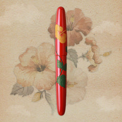 ドリームペン　堆錦・ハイビスカス・漆・朱 Fountain Pen - Wancher ワンチャー