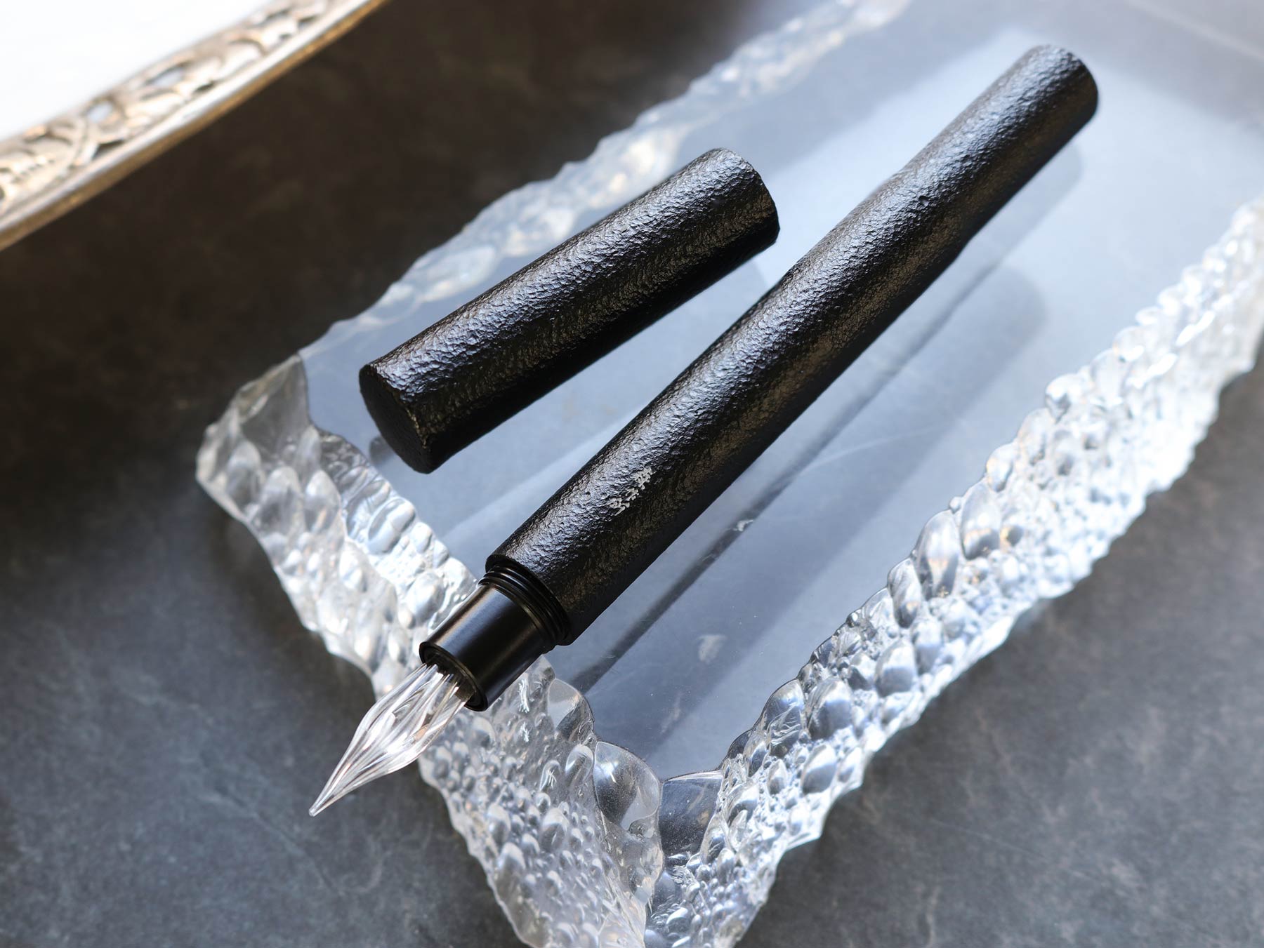 ​【美品】ワンチャー しずく万年筆 ガラスニブ グレー しずく・ガラスニブ万年筆・日食 Fountain Pen | ワンチャーペン