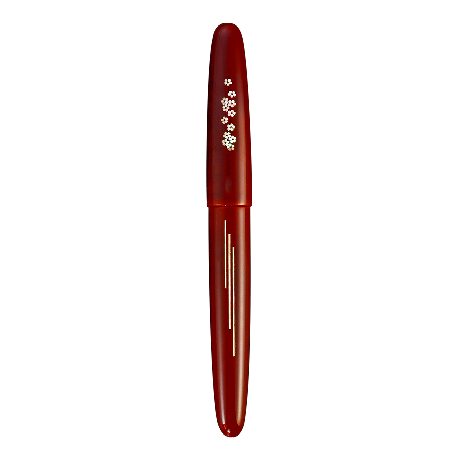 象嵌 桜の川・漆・赤溜塗り Fountain Pen - Wancher ワンチャー