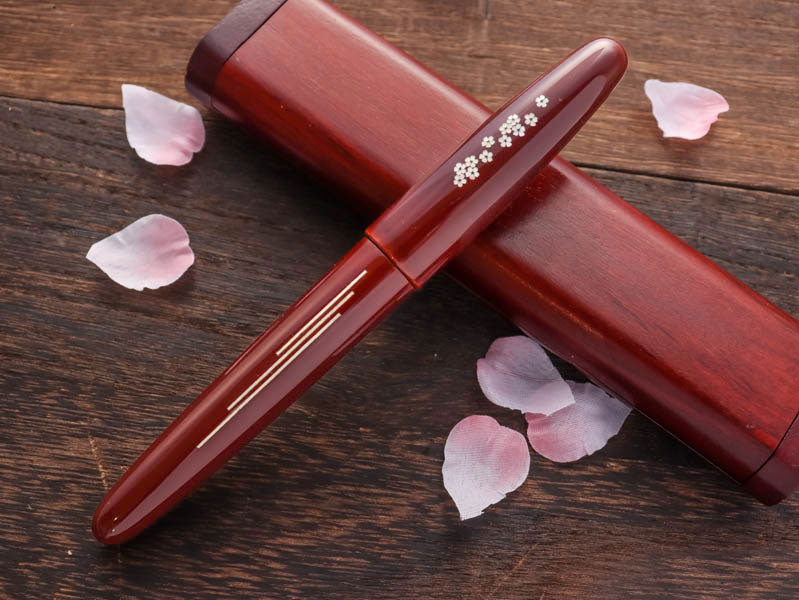象嵌 桜の川・漆・赤溜塗り Fountain Pen - Wancher ワンチャー