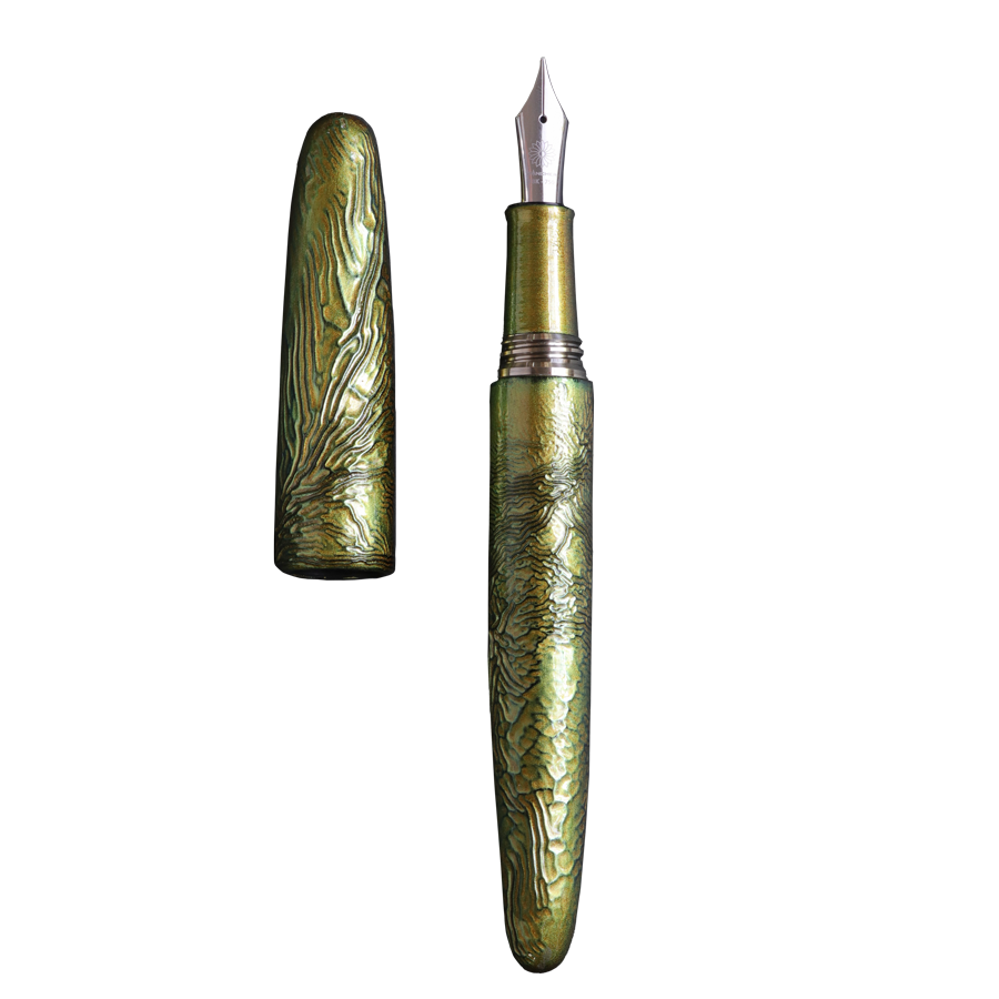 八雲塗 ちぢみ ・ あおだいしょう Fountain Pen - Wancher ワンチャー