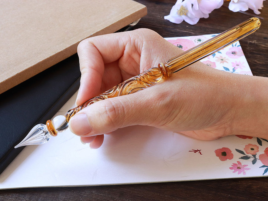 国東ガラスペン・ペン枕セット・オータムギンコウ Glass Pen - Wancher ワンチャー