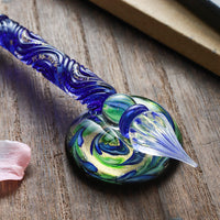 国東ガラスペン・ペン枕セット・ブルーローズ Glass Pen - Wancher ワンチャー