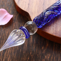 国東ガラスペン・ペン枕セット・ブルーローズ Glass Pen - Wancher ワンチャー
