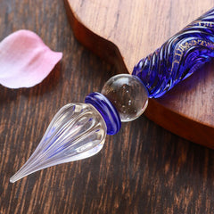 国東ガラスペン・ペン枕セット・ブルーローズ Glass Pen - Wancher ワンチャー
