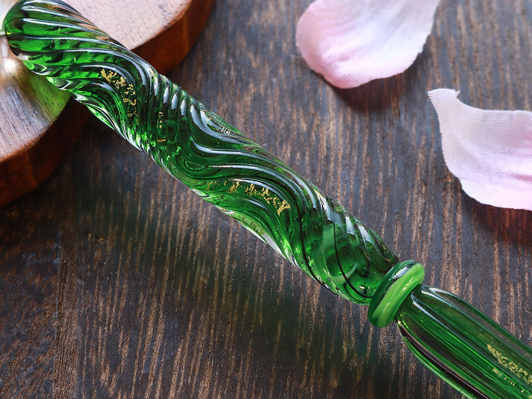 国東ガラスペン・ペン枕セット・シャムロックグリーン Glass Pen - Wancher ワンチャー