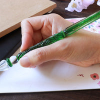 国東ガラスペン・ペン枕セット・シャムロックグリーン Glass Pen - Wancher ワンチャー