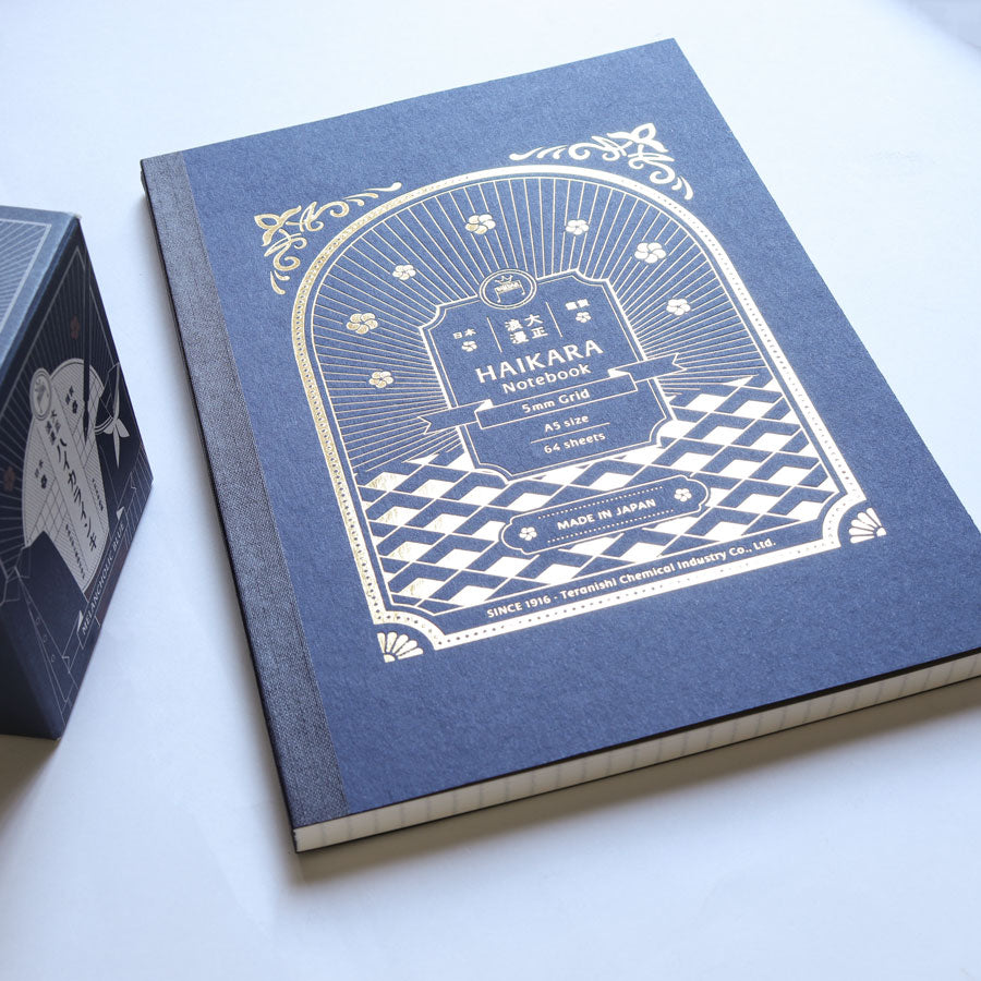 ギター 大正浪漫 ハイカラノート・ダークブルー（5mm方眼) Notebook - Wancher ワンチャー