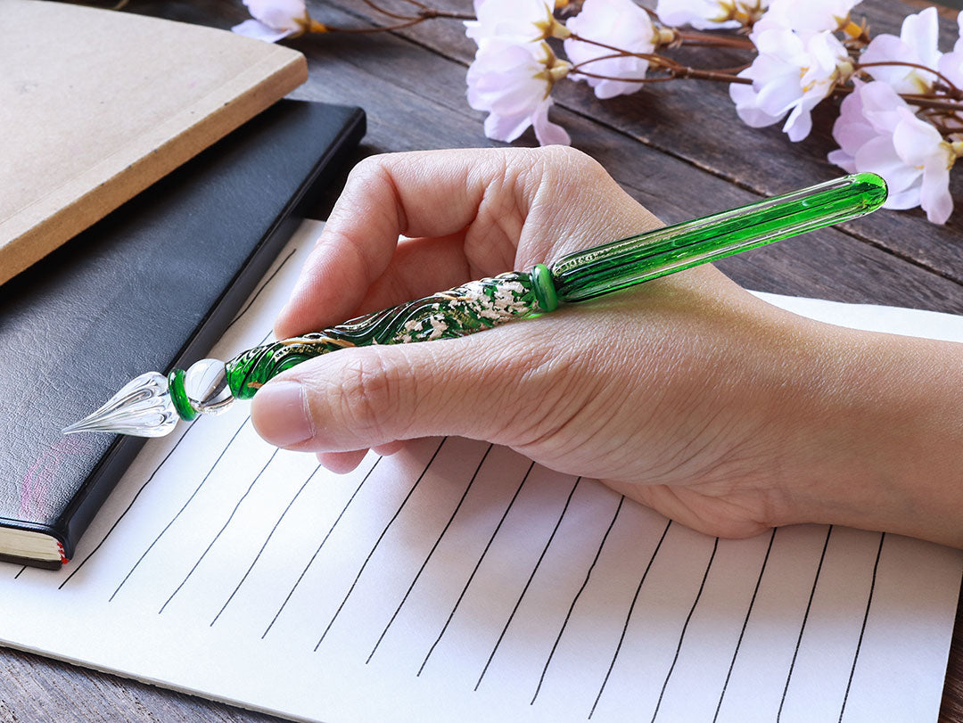 国東ガラスペン・ペン枕セット・スペシャルエディション 1・銀白 Glass Pen - Wancher ワンチャー