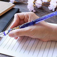 国東ガラスペン・ペン枕セット・スペシャルエディション 1・銀白 Glass Pen - Wancher ワンチャー
