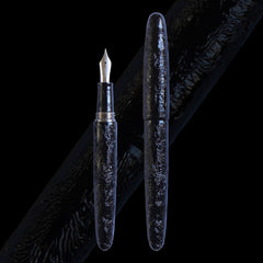 八雲塗 ちぢみ ・ 黒 Fountain Pen - Wancher ワンチャー