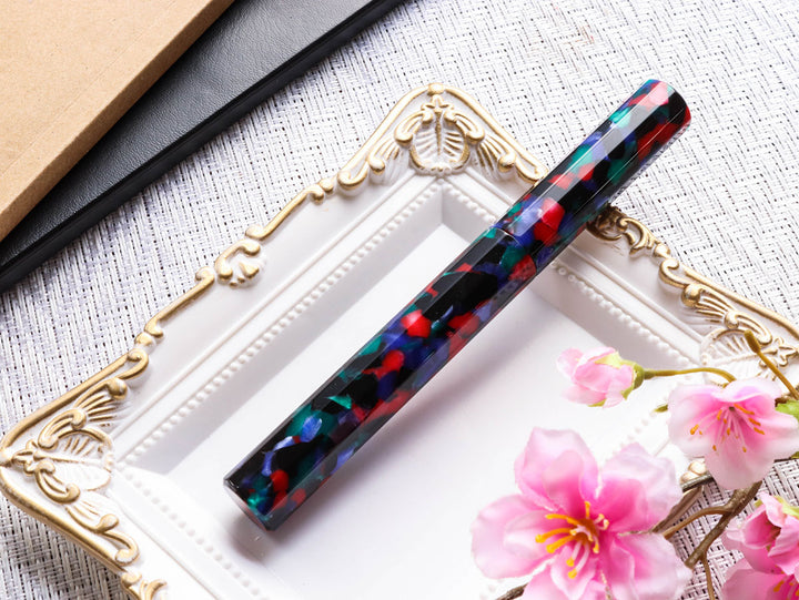 カレイド万年筆・ブラック･夜祭り Fountain Pen - Wancher ワンチャー