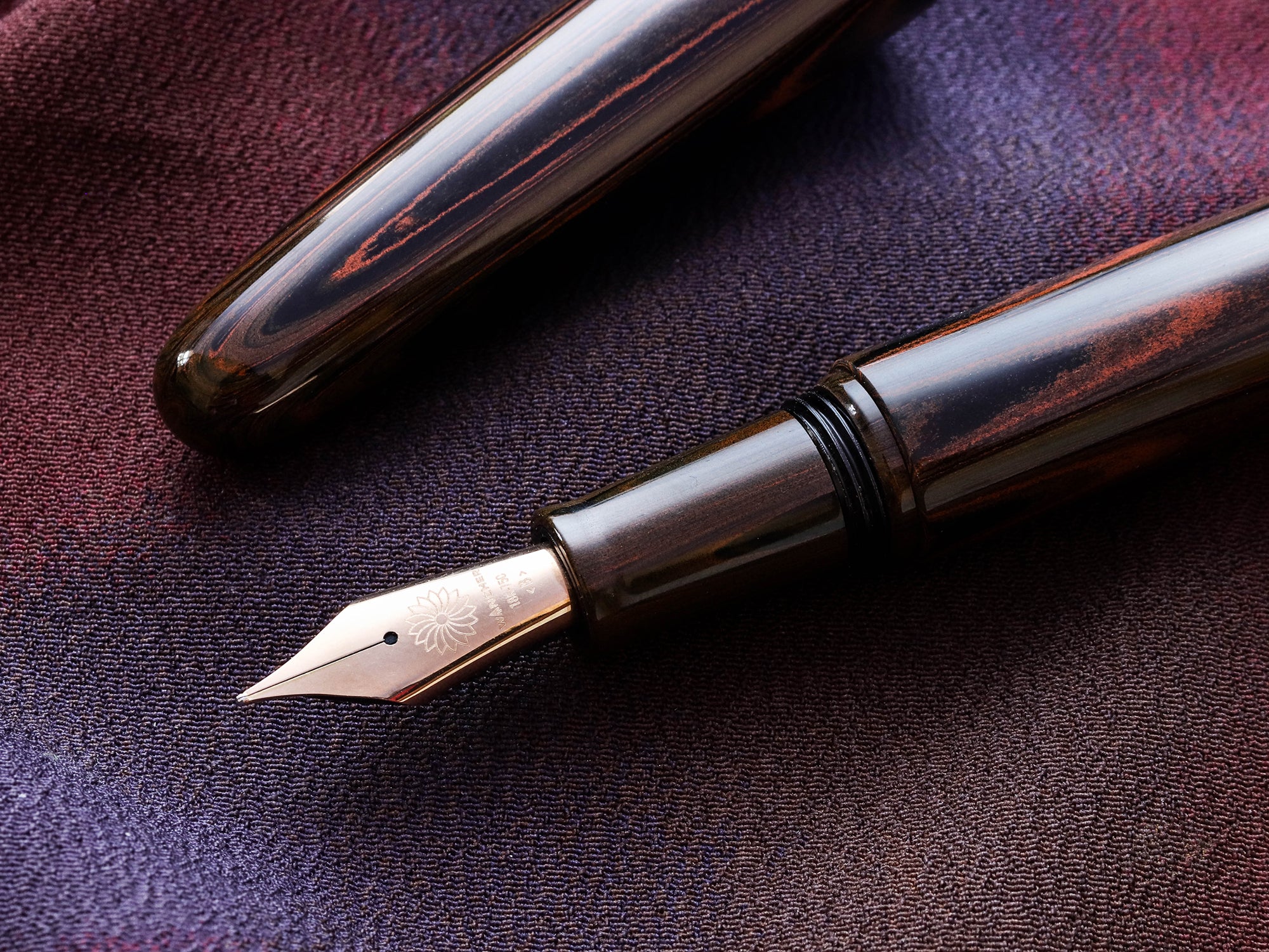 誠エボナイト・マーブルブラウン Fountain Pen - Wancher ワンチャー