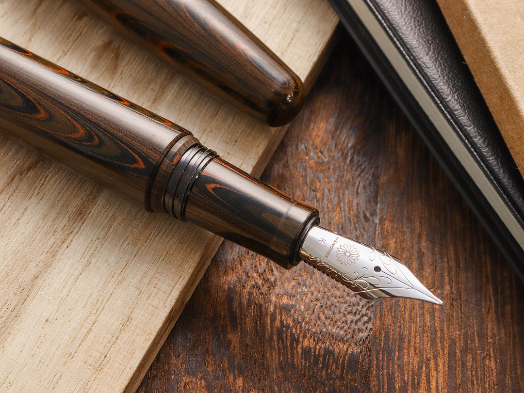 誠エボナイト・マーブルブラウン Fountain Pen - Wancher ワンチャー