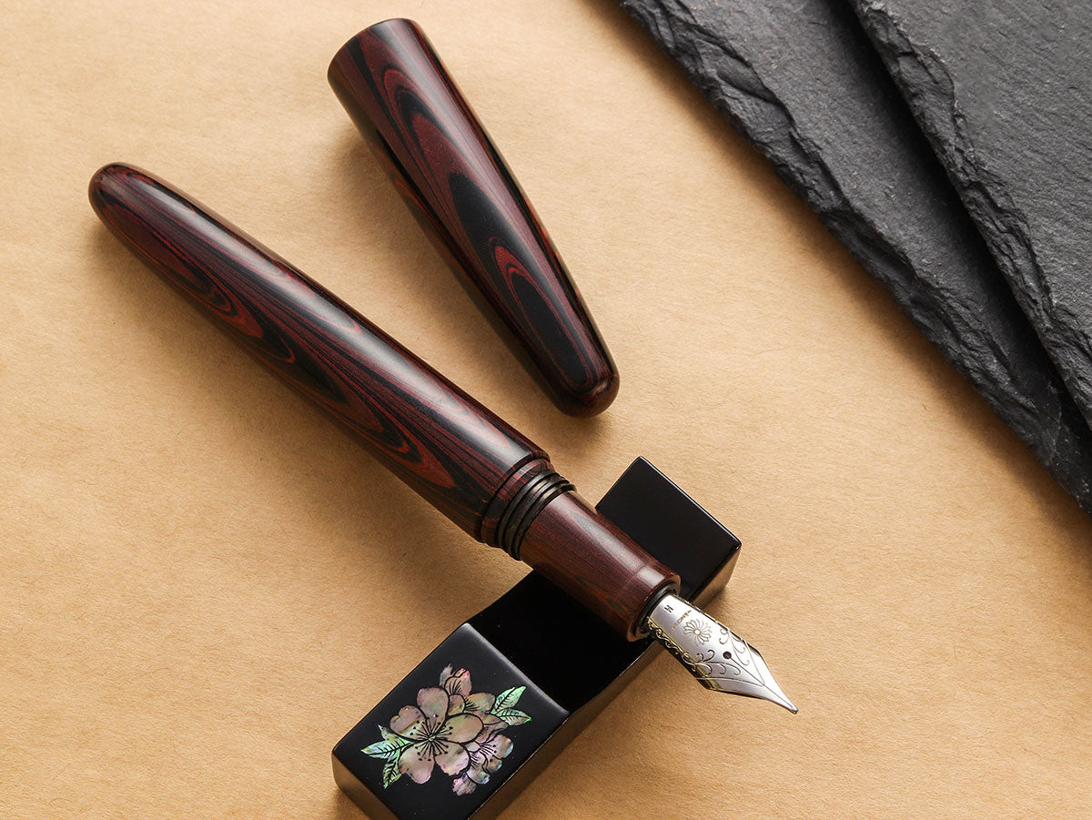 誠エボナイト・マーブルレッド Fountain Pen - Wancher ワンチャー