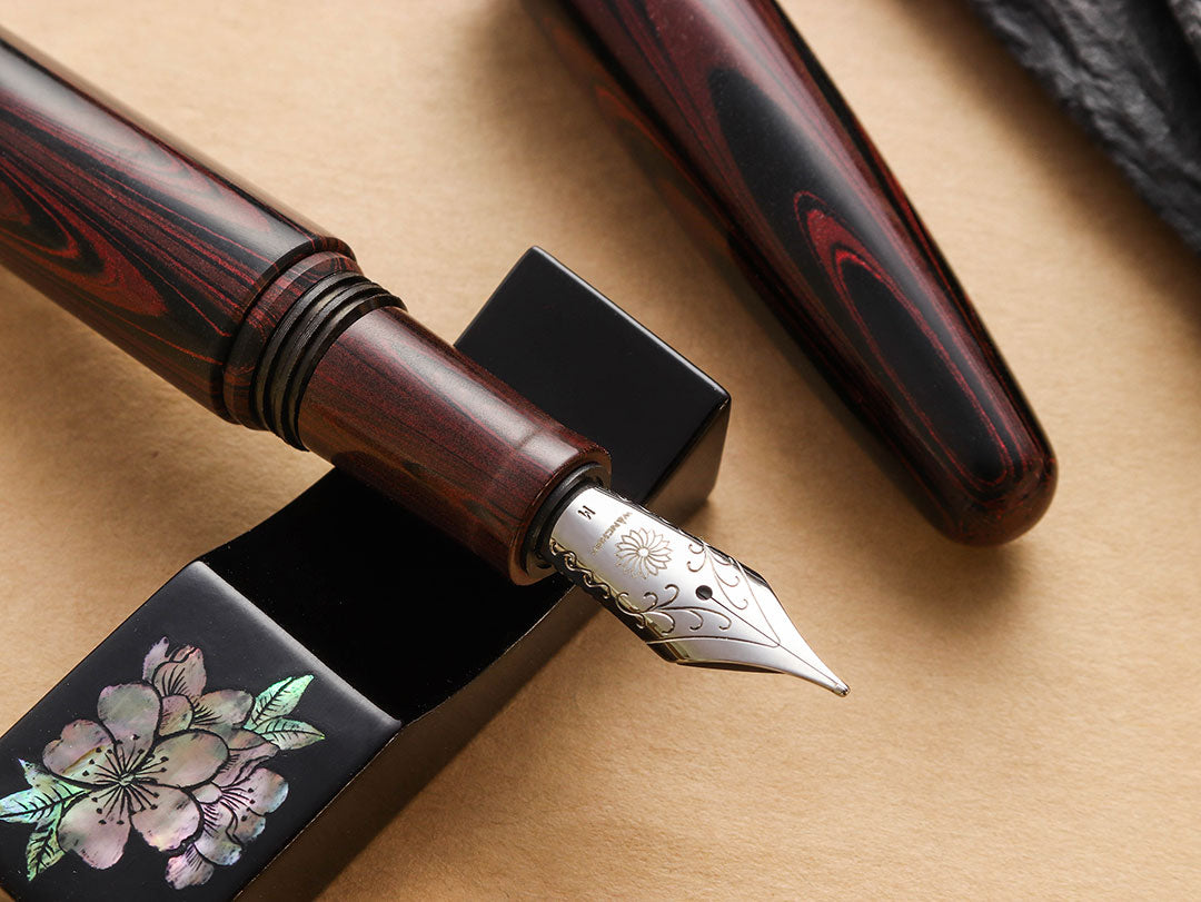 誠エボナイト・マーブルレッド Fountain Pen - Wancher ワンチャー