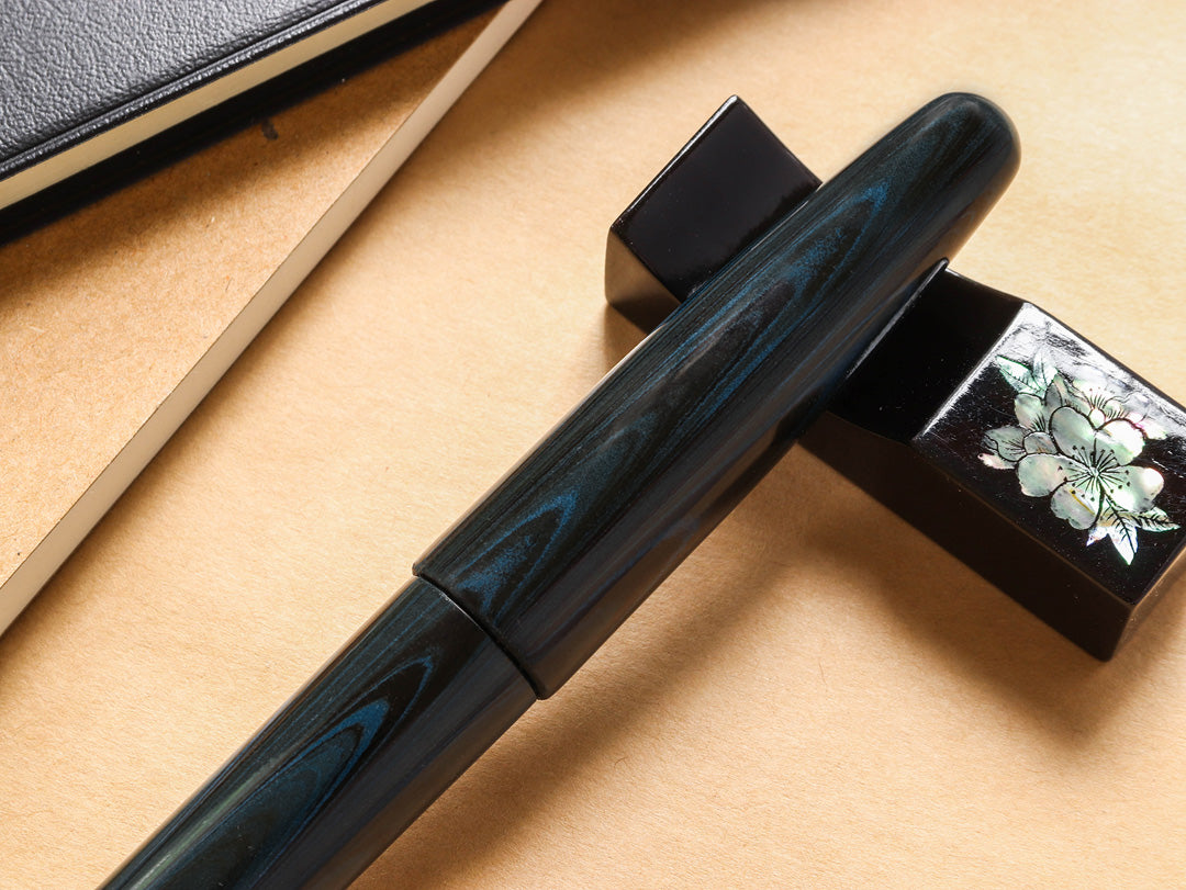 誠エボナイト・マーブルブルー Fountain Pen - Wancher ワンチャー