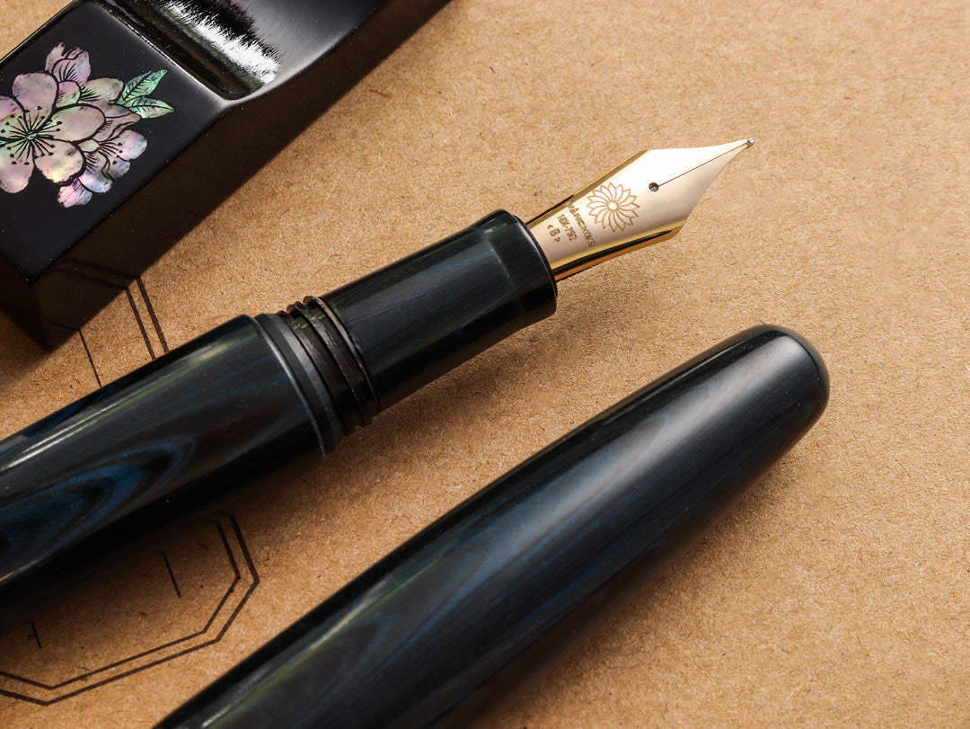 誠エボナイト・マーブルブルー Fountain Pen - Wancher ワンチャー