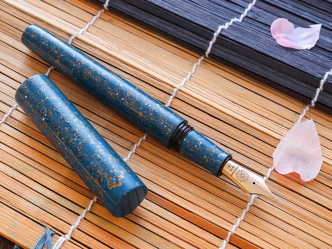 世界万年筆・犀皮漆・青上げ Fountain Pen - Wancher ワンチャー