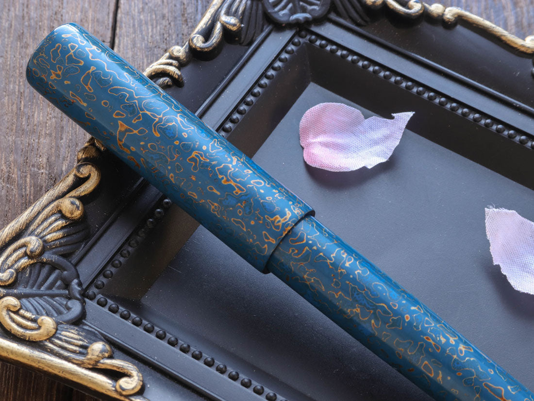 世界万年筆・犀皮漆・青上げ Fountain Pen - Wancher ワンチャー