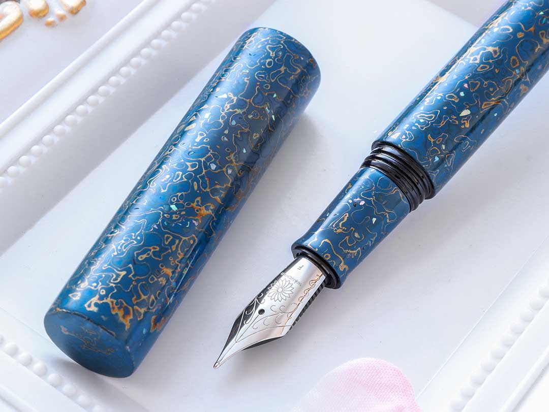 世界万年筆・犀皮漆・青上げ Fountain Pen - Wancher ワンチャー
