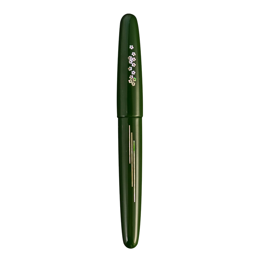 象嵌 桜の川・漆・緑 Fountain Pen - Wancher ワンチャー